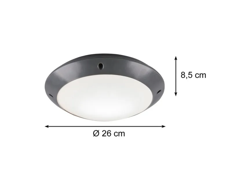LED Außendeckenleuchte Wandlampe rund in Anthrazit - 26 cm