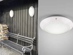 LED Außendeckenleuchte Wandlampe rund in Weiß matt - 26 cm
