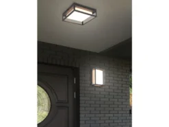 LED Außen Deckenleuchte WITHAM mit Metall Rahmen Anthrazit 30 x 30cm