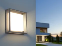 LED Außen Deckenleuchte WITHAM mit Metall Rahmen Anthrazit 30 x 30cm