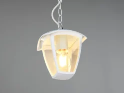 LED Außenhängeleuchte im Landhausstil aus Aluminium Weiß, 17x17cm