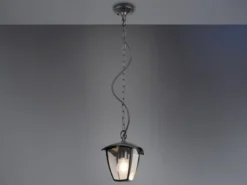 LED Außenhängeleuchte im Landhausstil aus Aluminium Schwarz, 17x17cm