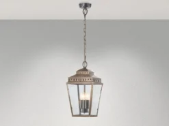LED Außenhängeleuchte im Landhausstil, Altmessing Ø22cm