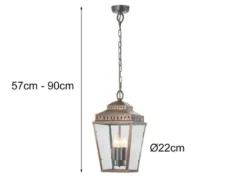 LED Außenhängeleuchte im Landhausstil, Altmessing Ø22cm