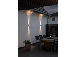 LED Außenleuchte CHIERI Weiß Up and Down Wandlampe Außenbereich B.18cm, H.11cm