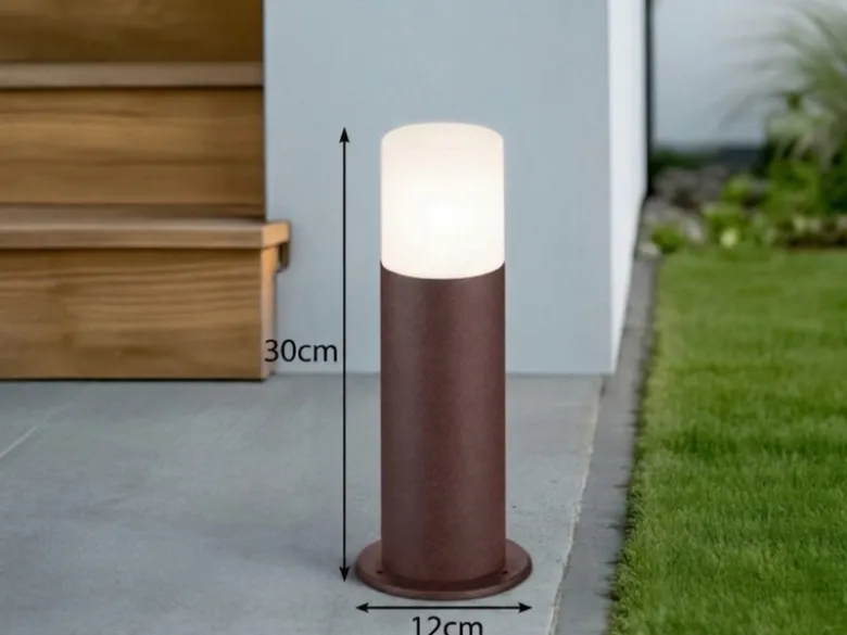 LED Außen Sockelleuchte aus Aluminium in Rostoptik E27, Höhe 30cm