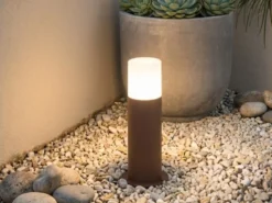 LED Außen Sockelleuchte aus Aluminium in Rostoptik E27, Höhe 30cm
