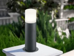 LED Außen Sockelleuchte aus Aluminium in Anthrazit E27, Höhe 30cm