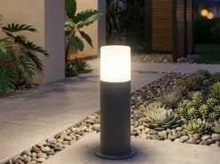 LED Außen Sockelleuchte aus Aluminium in Anthrazit E27, Höhe 30cm