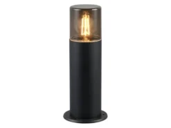 LED Außen Sockelleuchte aus Aluminium Schwarz & Rauchfarbig E27, Höhe 30cm