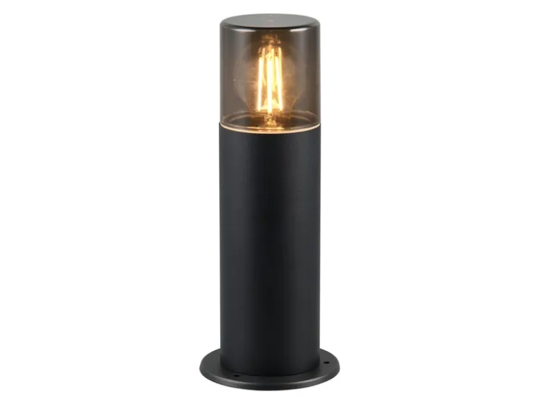 LED Außen Sockelleuchte aus Aluminium Schwarz & Rauchfarbig E27, Höhe 30cm