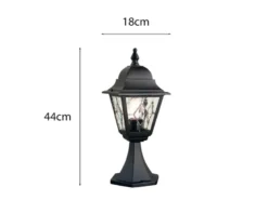 LED Außen Sockelleuchte im Landhausstil Laterne mit Bleiglas, Höhe 44cm