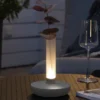 LED Außentischleuchte und Blumenvase BIARRITZ mit Akkubetrieb, Weiß Höhe 20cm