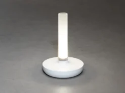 LED Außentischleuchte und Blumenvase BIARRITZ mit Akkubetrieb, Weiß Höhe 20cm