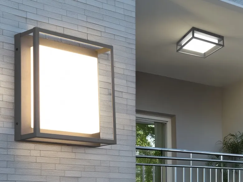LED Außen Wand- Deckenleuchten 2er SET im Bauhaus Stil, Anthrazit, 30cm breit