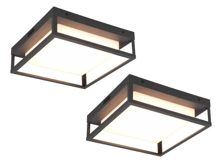 LED Außen Wand- Deckenleuchten 2er SET im Bauhaus Stil, Anthrazit, 30cm breit