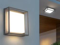 LED Außen Wand- Deckenleuchten 2er SET im Bauhaus Stil, Anthrazit, 30cm breit