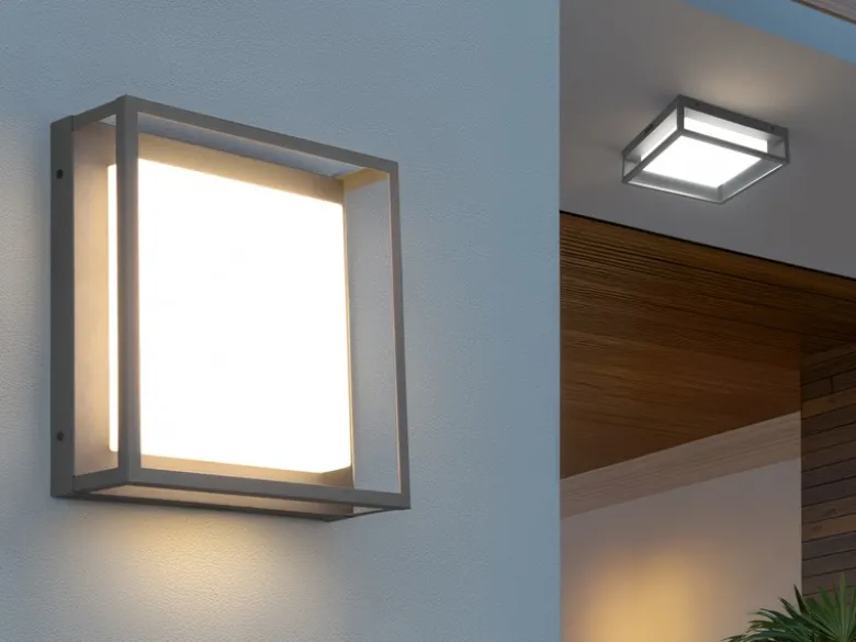 LED Außen Wand- Deckenleuchten 2er SET im Bauhaus Stil, Anthrazit, 30cm breit
