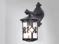 LED Außen Wandlaterne aus Alu im Landhausstil, Schwarz Höhe 31cm