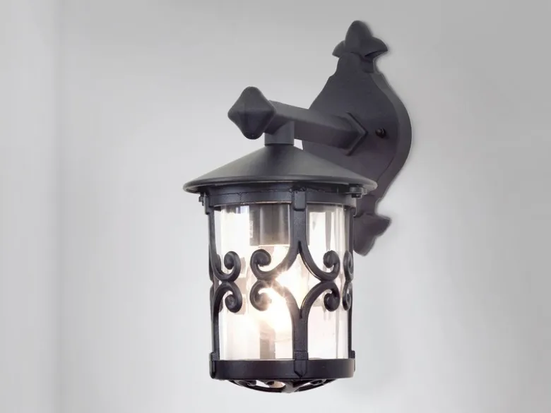 LED Außen Wandlaterne aus Alu im Landhausstil, Schwarz Höhe 31cm
