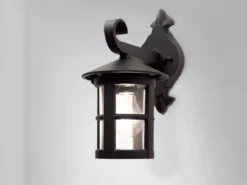 LED Außen Wandlaterne aus Alu im Landhausstil, Schwarz Höhe 29cm