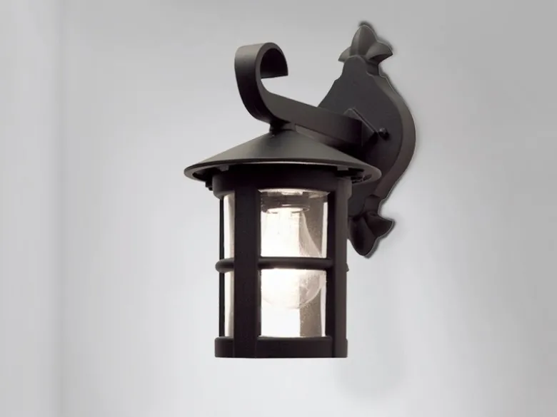 LED Außen Wandlaterne aus Alu im Landhausstil, Schwarz Höhe 29cm