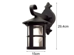 LED Außen Wandlaterne aus Alu im Landhausstil, Schwarz Höhe 29cm
