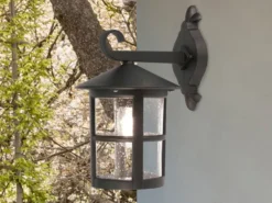 LED Außen Wandlaterne aus Alu im Landhausstil, Schwarz Höhe 34,5cm