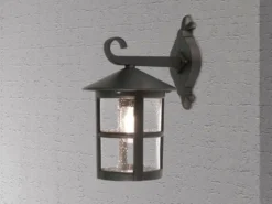LED Außen Wandlaterne aus Alu im Landhausstil, Schwarz Höhe 34,5cm