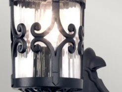 LED Außen Wandlaterne aus Alu im Landhausstil, Schwarz Höhe 42cm