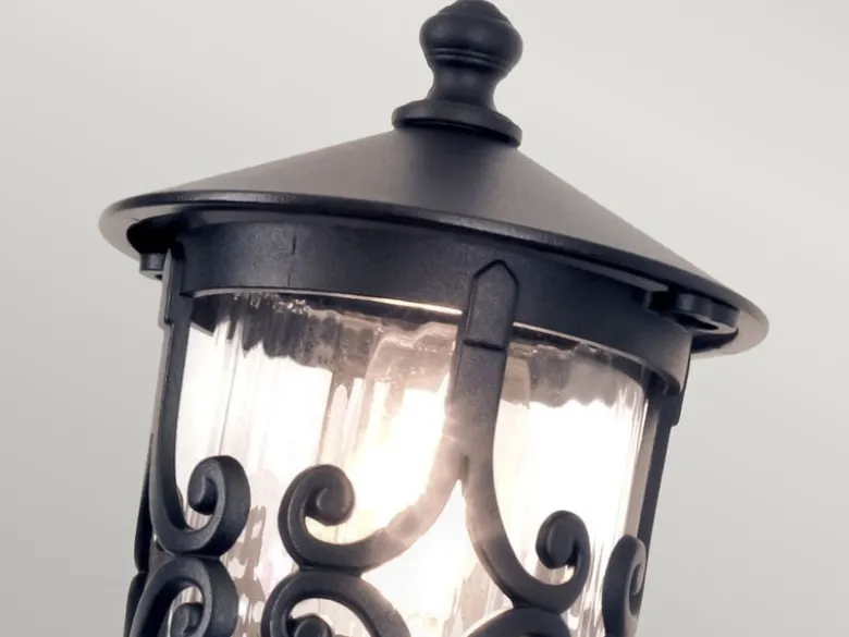 LED Außen Wandlaterne aus Alu im Landhausstil, Schwarz Höhe 42cm