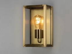 LED Außenwandlaterne aus Messing mit Klarglas, Höhe 30cm