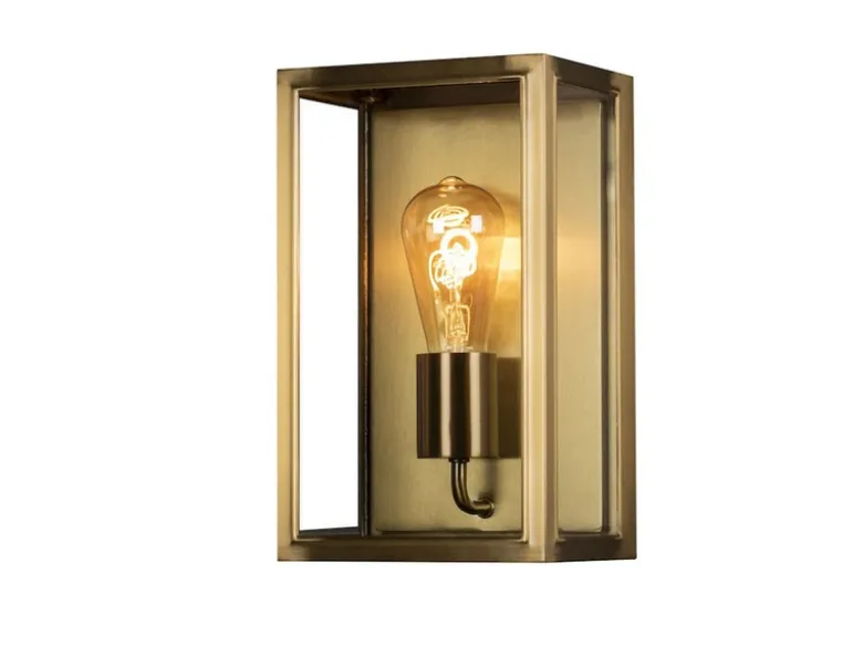LED Außenwandlaterne aus Messing mit Klarglas, Höhe 30cm