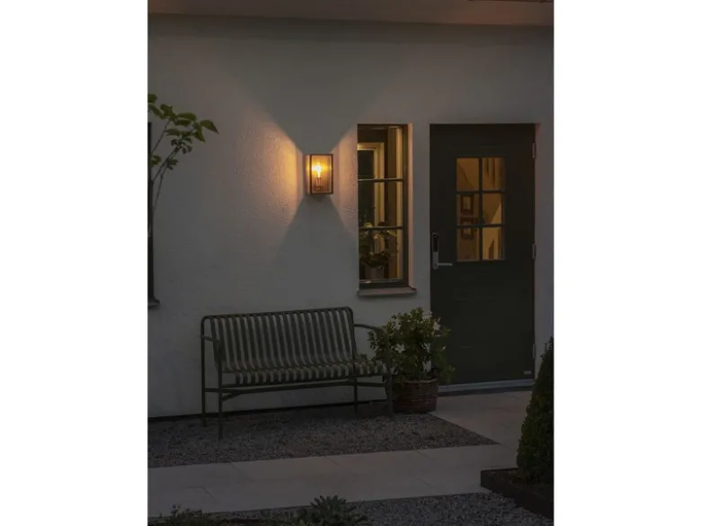 LED Außenwandlaterne aus Messing mit Klarglas, Höhe 30cm