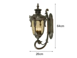 LED Außenwandlaterne im Jugendstil mit Amberglas, stehend Höhe 64cm