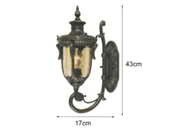 LED Außenwandlaterne im Jugendstil mit Amberglas, stehend Höhe 43cm