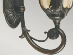 LED Außenwandlaterne im Jugendstil mit Amberglas, stehend Höhe 43cm