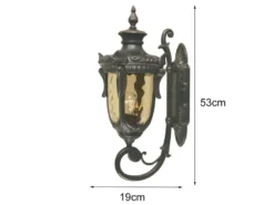 LED Außenwandlaterne im Jugendstil mit Amberglas, stehend Höhe 53cm
