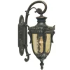 LED Außenwandlaterne im Jugendstil mit Amberglas, hängend Höhe 43cm