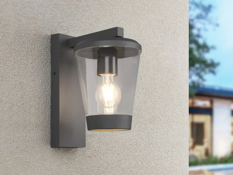 LED Außen Wandlaterne mit Acrylglas Lampenschirm Höhe 28cm, Anthrazit
