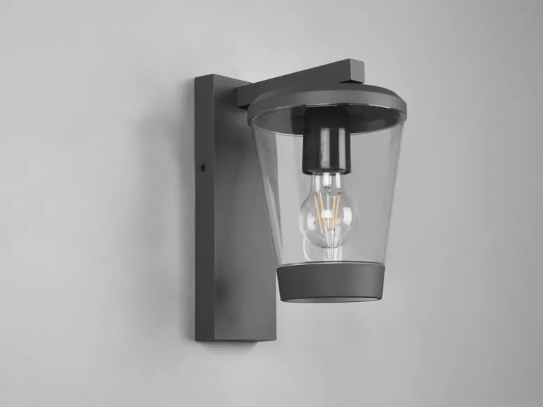 LED Außen Wandlaterne mit Acrylglas Lampenschirm Höhe 28cm, Anthrazit