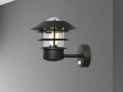 LED Außenwand Laterne mit Bewegungsmelder, Schwarz Höhe 24cm