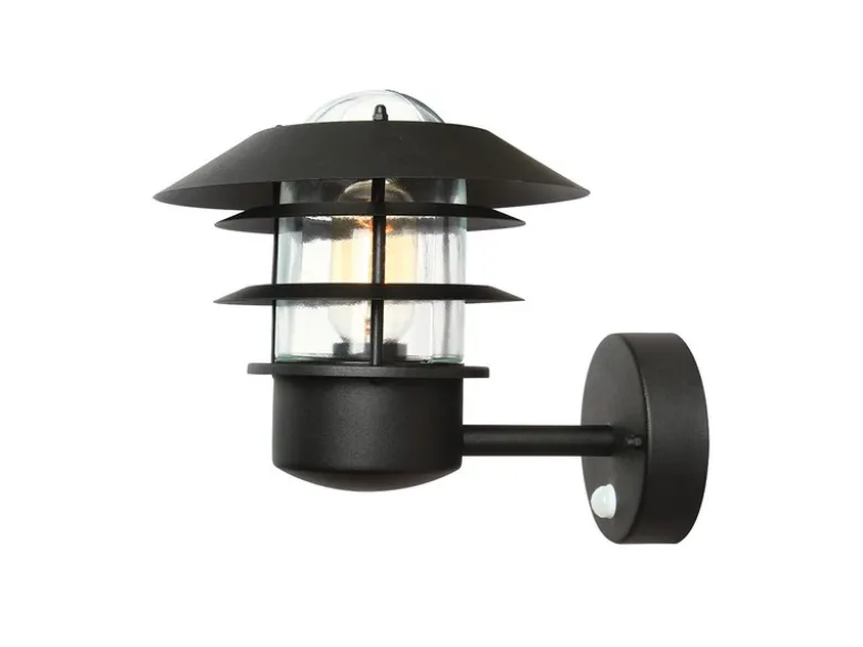LED Außenwand Laterne mit Bewegungsmelder, Schwarz Höhe 24cm
