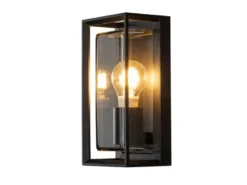 LED Außenwandlaterne Rahmen Metall Schwarz & klares Glas, Höhe 26cm