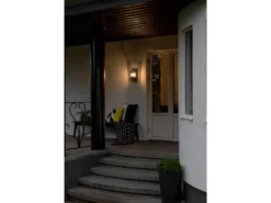 LED Außenwandlaterne Rahmen Metall Schwarz & klares Glas, Höhe 26cm
