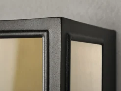 LED Außenwandlaterne Schwarz-Messing mit Klarglas, Höhe 30cm