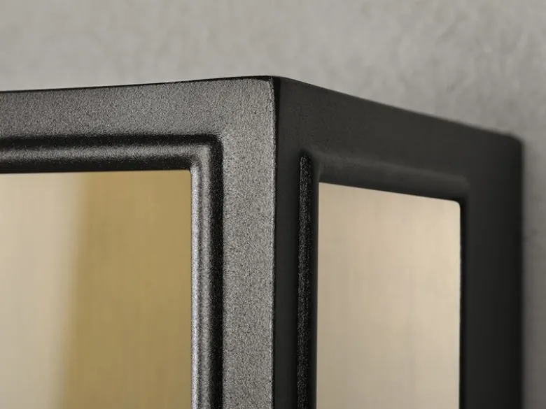 LED Außenwandlaterne Schwarz-Messing mit Klarglas, Höhe 30cm