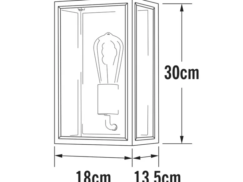 LED Außenwandlaterne Schwarz-Messing mit Klarglas, Höhe 30cm