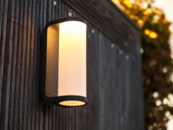LED Außenwandleuchte ADALYN Schwarz, Glas-Zylinder IP44, 7x20cm