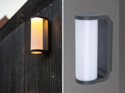 LED Außenwandleuchte ADALYN Schwarz, Glas-Zylinder IP44, 7x20cm